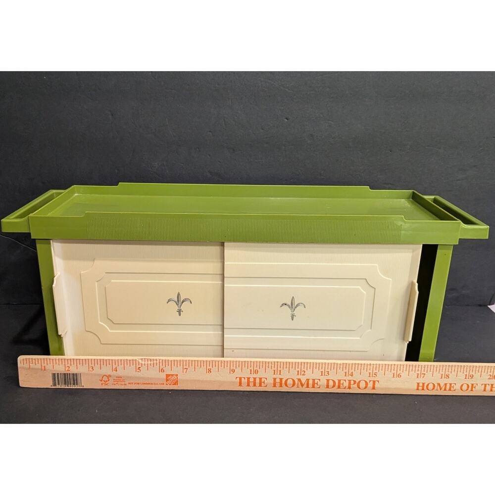 Storage Cabinet Kitchen Bathroom Retro 1960s 1970s Green Plastic Wall Hanging - Picture 2 of 15
